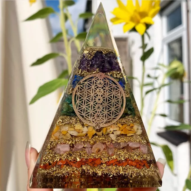 7 Chakra Orgonite Crystal Pyramid Orgone Natural Healing Stones Gemstone Shop UK 3