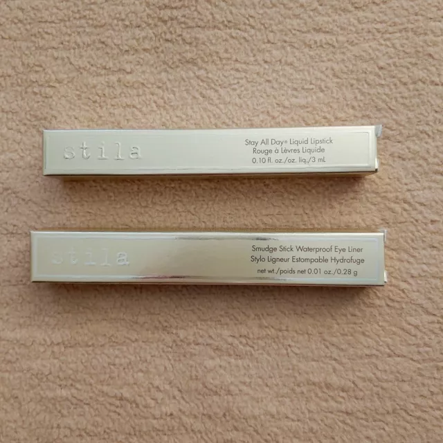 Eyeliner pesce leone Stila nuovo con scatola + rossetto liquido soggiorno tutto il giorno bisogno £33