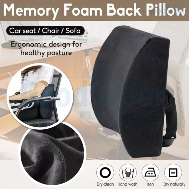 Memory Foam Lumbar Back Pillow Support Back Cushion Home Office Car Seat Chair