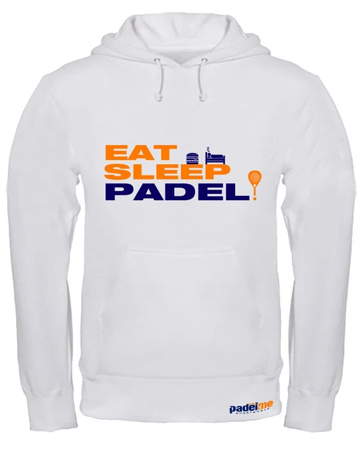 Felpa con cappuccio Padel Eat sleep Padel 02 bianca Personalizzabile con Nome