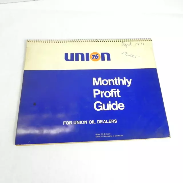 Vintage Union 76 Gas Station Service Monthly Profit Guide Book Finance Records