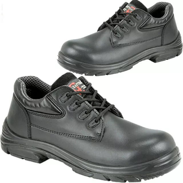 Mens Grafters Leather Safety Shoes Super Wide EEEE Fit Steel Toe Cap Work Boots