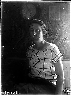 portrait femme ombre baromètre - ancien négatif verre photo - an. 1910 1920