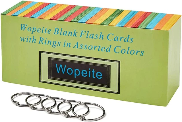 Blank Flash Dispenser Box Cards with Rings in Assorted Colors 1000 Index Cards S