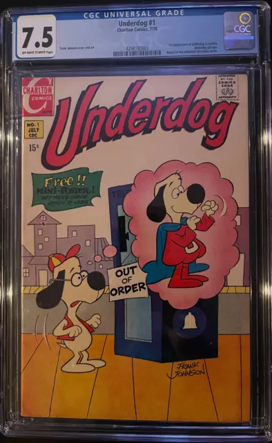 UNDERDOG #1 Charlton CGC 7.5 OWW  JULY 1970 1ST Appearance of UNDERDOG  TOUGH!