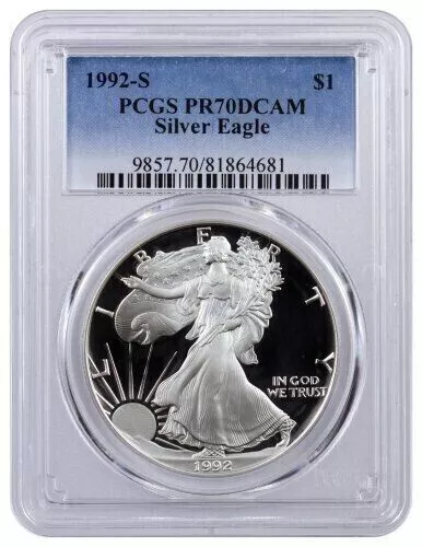 1992-S American Proof Silver Eagle Coin PCGS PR70 DCAM SKU 3