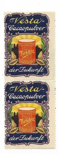 Y22792/ 2 x Reklamemarke Vesta Cacopulver Kakao  Litho ca.1912