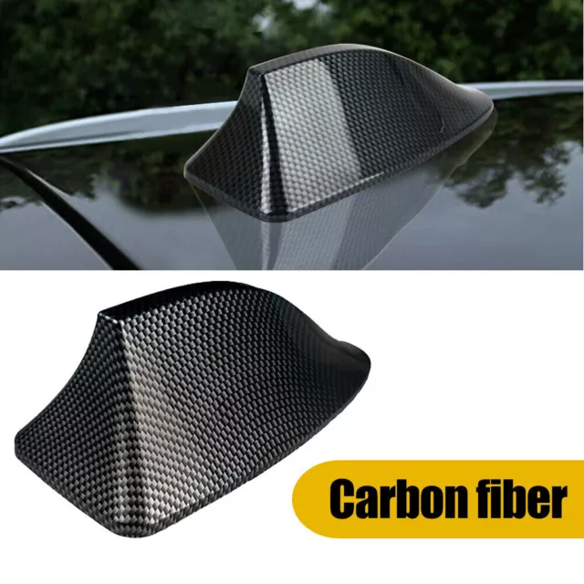 1Pc Carbon Fiber Shark Fin Car Roof Antenna Radio FM/AM Radio Antena Screw Black