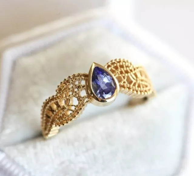 Bague de fiançailles bague en tanzanite naturelle or 14 carats pl bague... 2