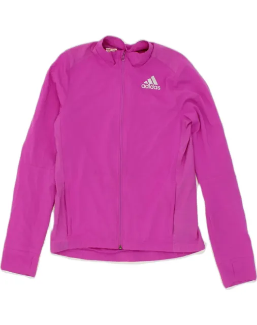 ADIDAS Girls Tracksuit Top Jacket 13-14 Years Pink Polyester E004
