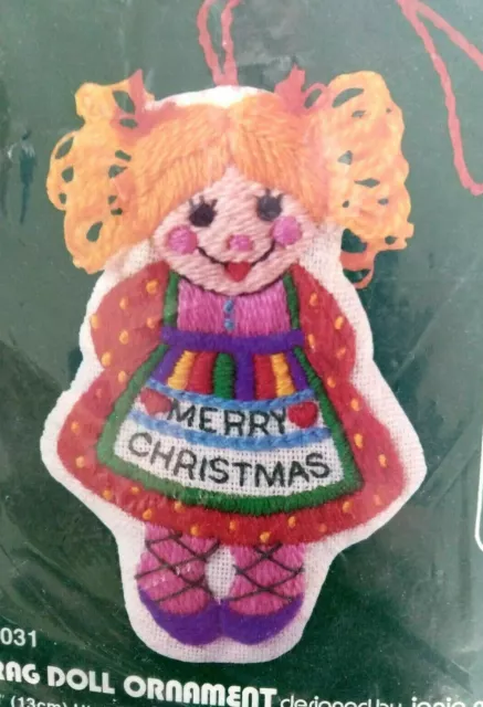 DIMENSIONS "Rag Doll Ornament" Crewel Embroidery Kit #8031 Vintage 1982 NIP