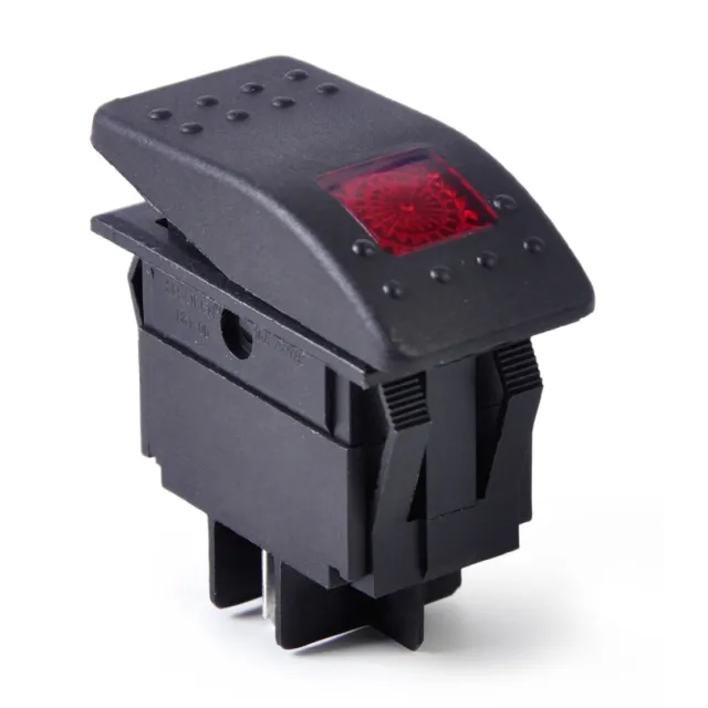 1pc 12V 20A ON OFF 4 Pin Rocker Toggle Switch Interrupteur Bascule Red LED Light