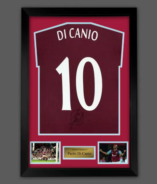 Paolo Di Canio Signed Claret Player T-Shirt In A Framed Display. West Ham Legend