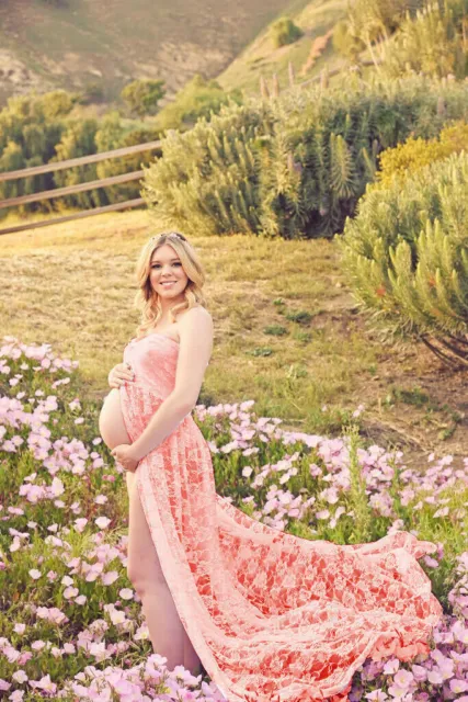 Women's Maternity Dress Pregnant Clothes Photography Photo Props Lace Gown Dress