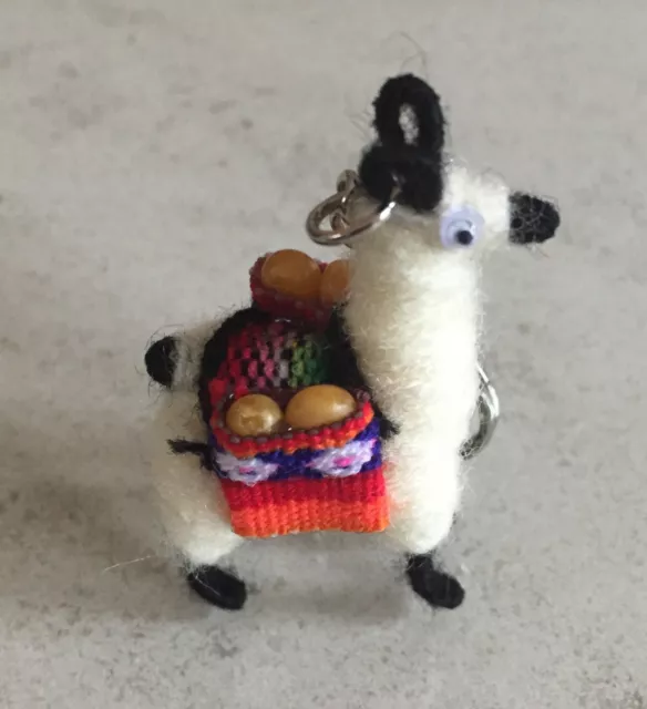 Llama Keychain Adorably Handcrafted from Peru with Saddle Pouches Alpaca