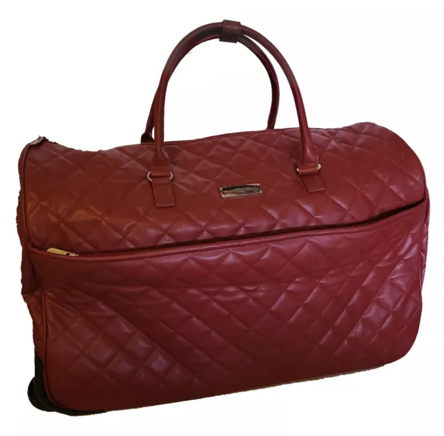 Samantha Brown Quilted Weekender Bag - Burgundy - NEW