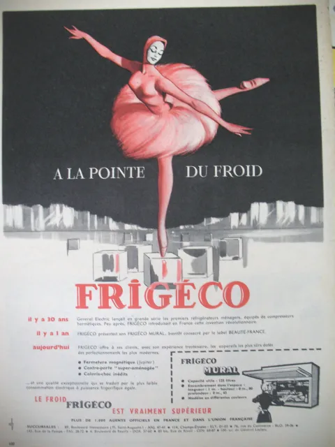 Publicite De Presse Frigeco Refrigerateur A La Pointe Du Froid French Ad 1958