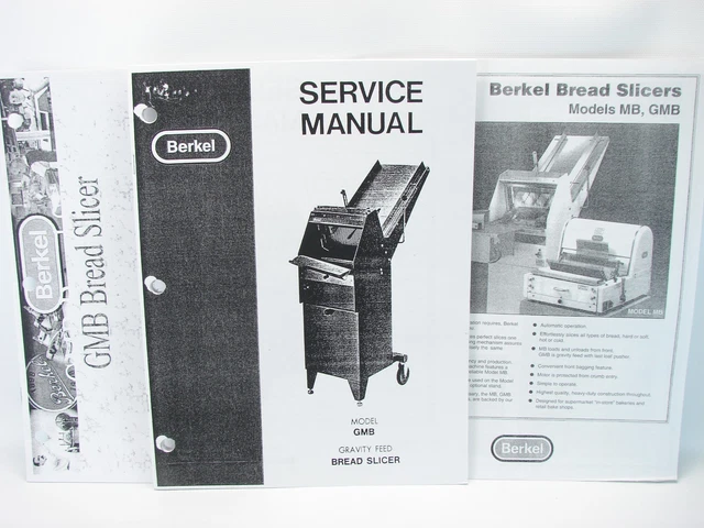 Berkel GMB Bread Slicer Service Manual, Parts Manual & Specification Sheet