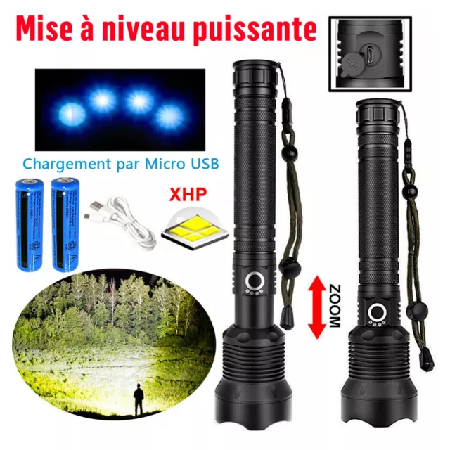 1200000LM LED Lampe De Poche USB Rechargeable Ultra Puissante Zoomable Torche