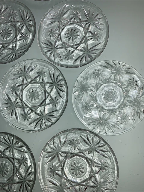 8 Hawkes? American Brilliant Cut Glass Plates 4 1/2” Wide Perfect 4