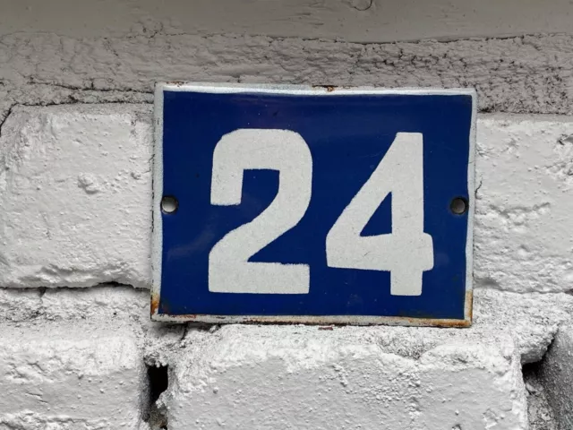 Number 24 Vintage Enamel House Numbers Made in Europe Room Hotel FREE POSTAGE