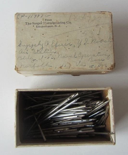 Vtg Box of SINGER Machine Needles Spear Variety Sizes* 175 Needles 3” to 1.25"