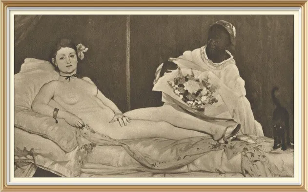 Alter antiker Original 1924 Kunstdruck von Édouard Manet Porträt nackte Frau OLYMPIA