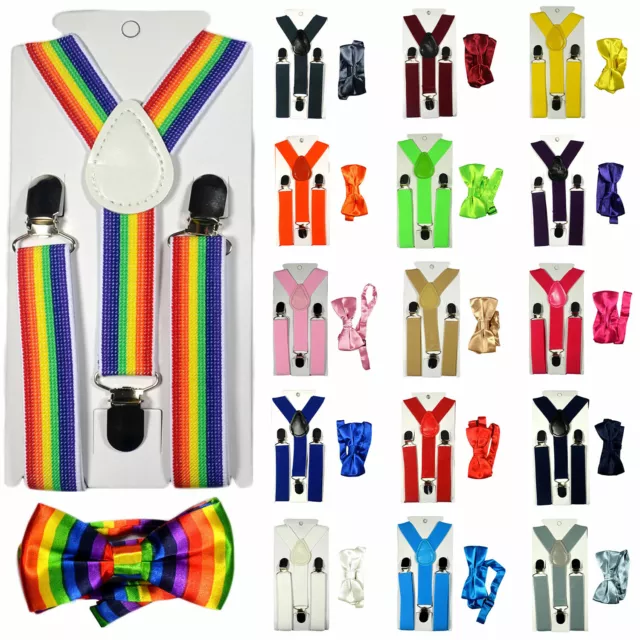 Children Kids Baby Elastic Suspenders Belt Bow Tie Set Boys Girls Bowtie Braces