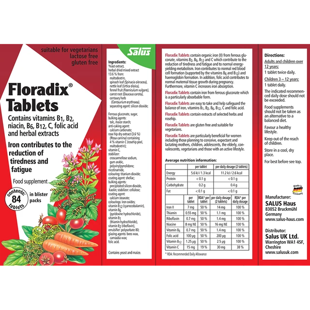 FLORADIX IRON TABLETS 1 x 84 Tablets £12.99 PicClick UK