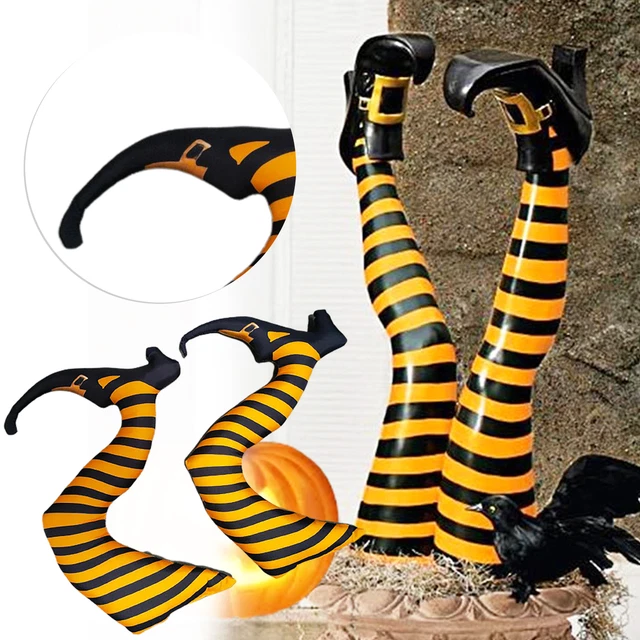 1 Pair Garden Figurines Vibrant Color Landscaping Halloween Witch Legs Fantastic