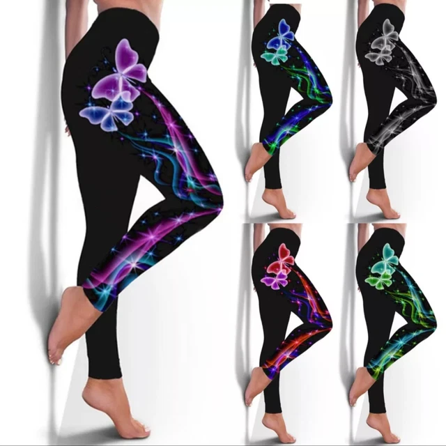 Leggings per Ragazze e Donna Pantaloni Yoga Sportivi Digitali Stampati in 3D Farfalle