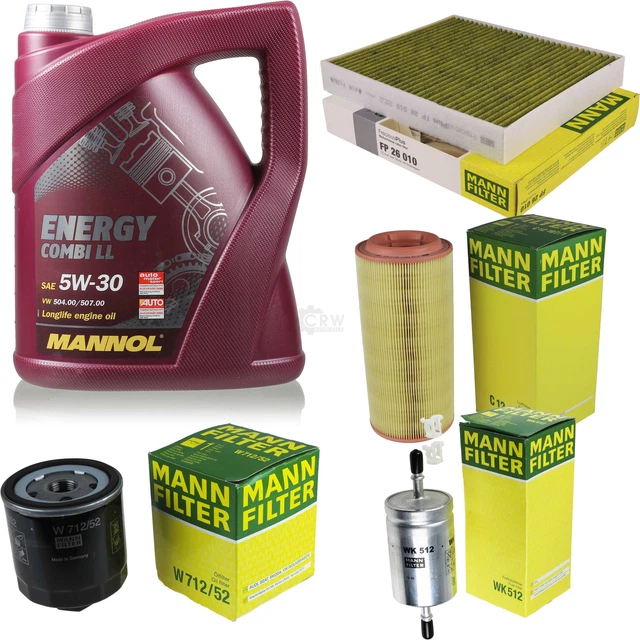 FEBI + MANNOL Ölwechsel Paket – 8 Liter MANNOL ENERGY COMBI LL 5W-30 Motoröl + Ölfilter + Schraube
