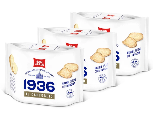 3X San Carlo 1936 Il Cartoccio Patatine Grandi, Spesse e con Buccia 170g