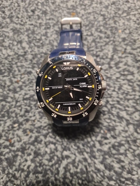 LORUS CHRONOGRAPH BLACK Dial Black Rubber Strap Gents Watch RW615AX9 29.99 PicClick UK