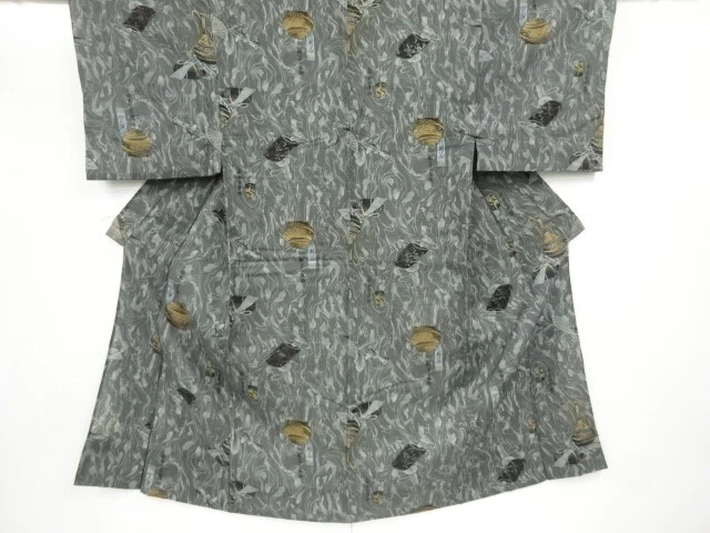 40223# Japanese Kimono / Antique Hitoe Mens Juban / Utensils Pattern