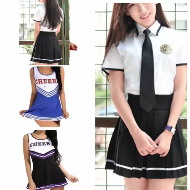 Women School Girl Uniform Cosplay Costume Musical Cheerleader Fancy Dress Outfit