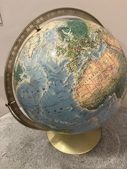 VINTAGE RAND MCNALLY World Portrait Globe Soviet Union Metal Base $99.