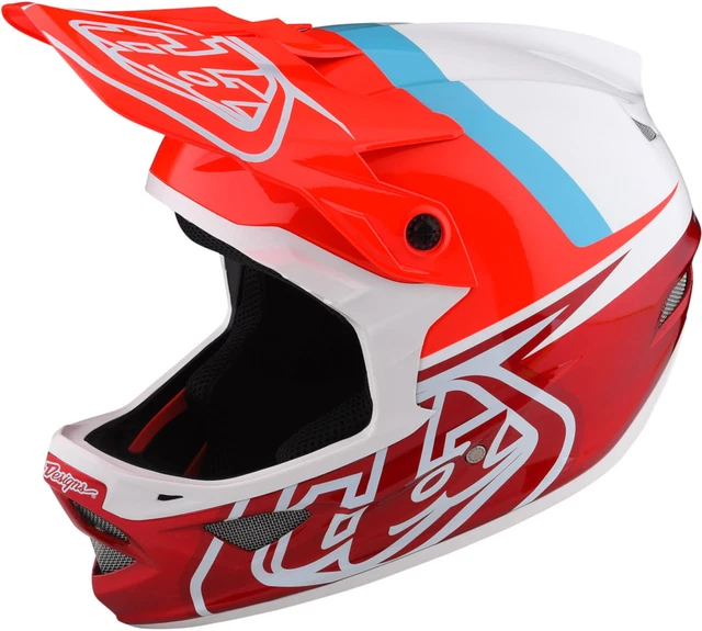 Troy Lee Designs D3 Fiberlite Slant Downhill Helm (Red/White/Blue,M (56/57))