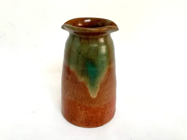Upchurch Studio Pottery Green Orange Red Glazed Vase / Pourer Jug