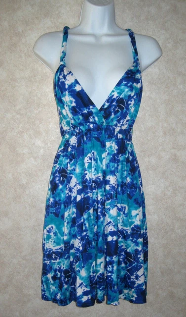 Xhilaration multi color empire waist halter top criss cross back straps size M