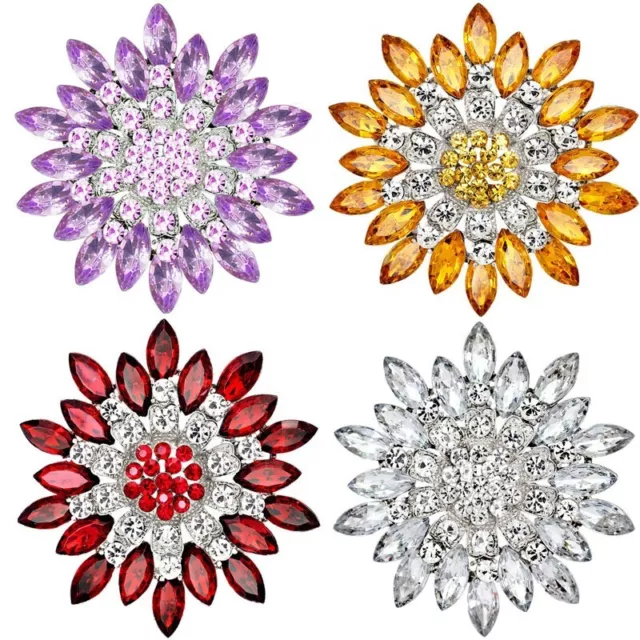 Au Fashion Women Rhinestone Multicolor Crystal Bridal Bouquet Pin Wedding Brooch