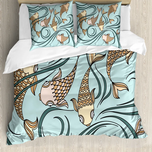 POISSON ROUGE HOUSSE de Couette Poissons flottant dans la mer EUR 68,99