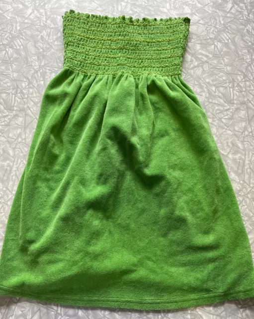 Vtg Juicy Couture Terry Cloth Tube Top Ruched Mini Dress Size Medium Kelly Green