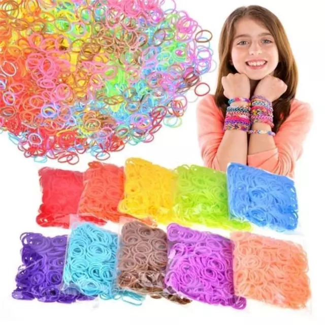 Loom Bands Assorted Bracelet Making Multi Colour Rubber Diy Kit Kids Uk