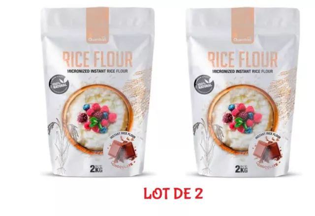 QUAMTRAX Rice Flour Lot 2 x 2 Kg  Farine de riz Chocolat Poudre Glucide 05/2024