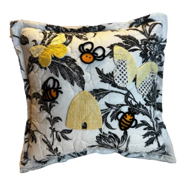 NEW Handmade Bee Skep Bees & Butterflies Pillow Vintage Quilt Chenille Bedspread