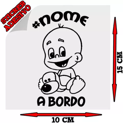 Personalizza con il Nome del Tuo Bimbo Sticker Adesivo Decal A Bordo Auto