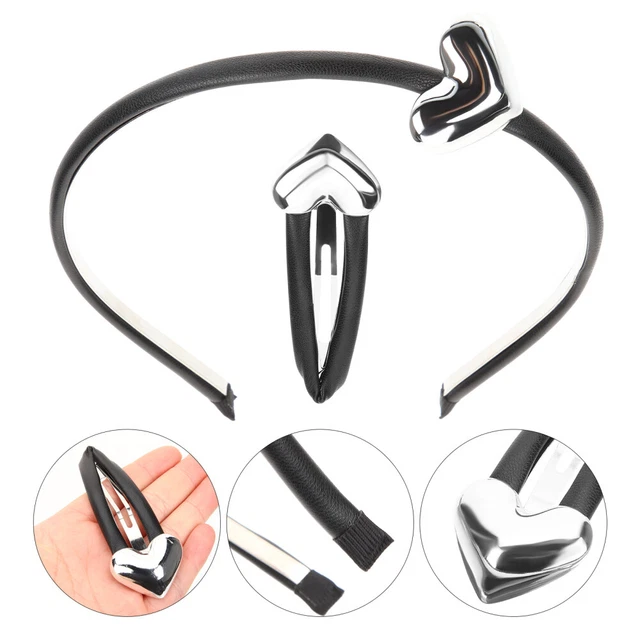 1 set fascia per capelli cuore vintage clip per capelli pelle fascia per capelli donna acconciature acconciature