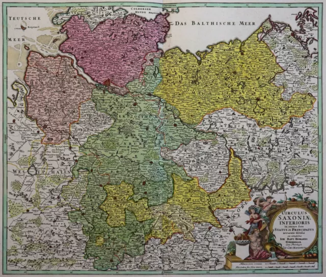 Circulus Saxoniae Inferioris - Norddeutschland - Homann 1720 - Altkolorit