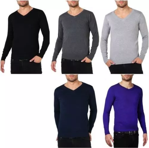 Suéter para hombre cuello en 'V' Jersey Sudadera Camiseta de manga larga punto